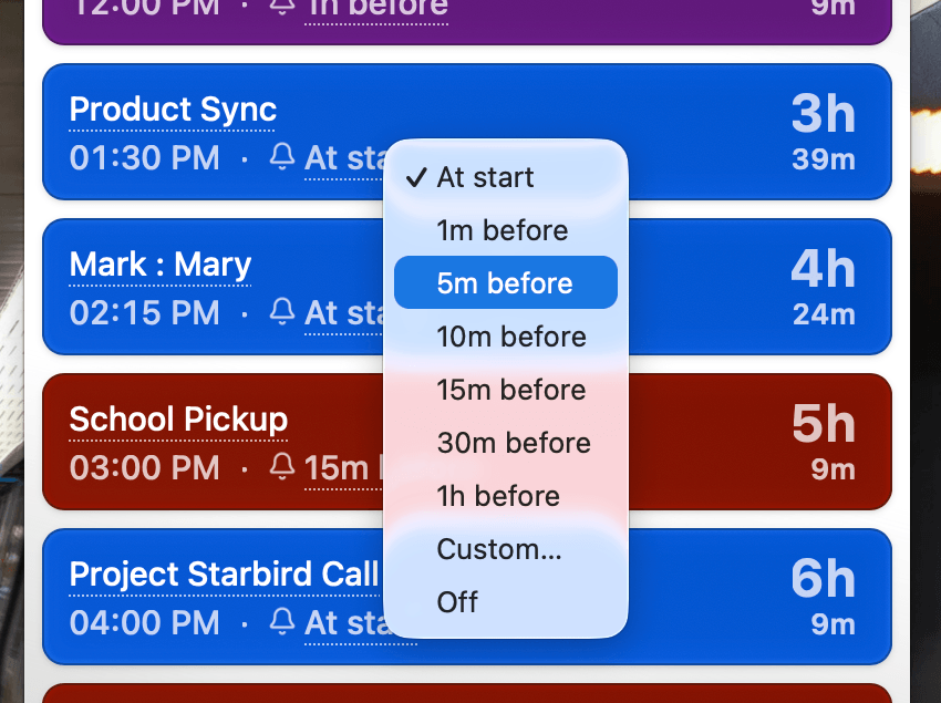 Snooze and reschedule controls on a Mind the Gap reminder